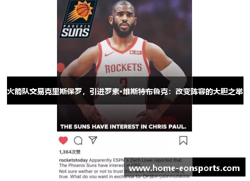 火箭队交易克里斯保罗，引进罗素·维斯特布鲁克：改变阵容的大胆之举